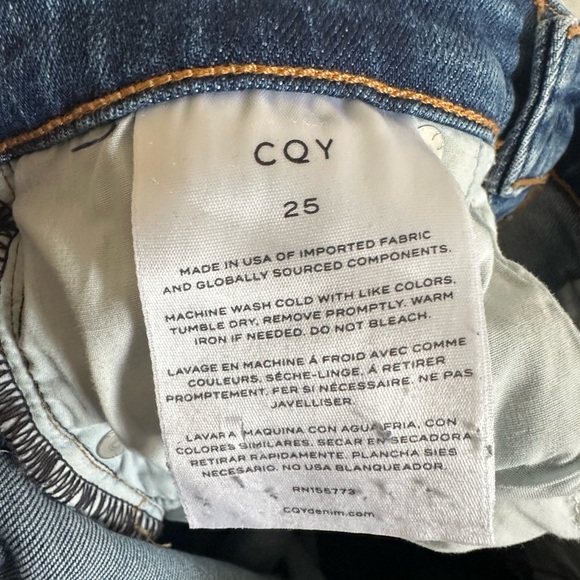 CQY Denim Blue Designer Slim Straight Classic Jeans size 25 EUC - Picture 6 of 7